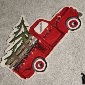 Red Farm Truck Christmas Rug